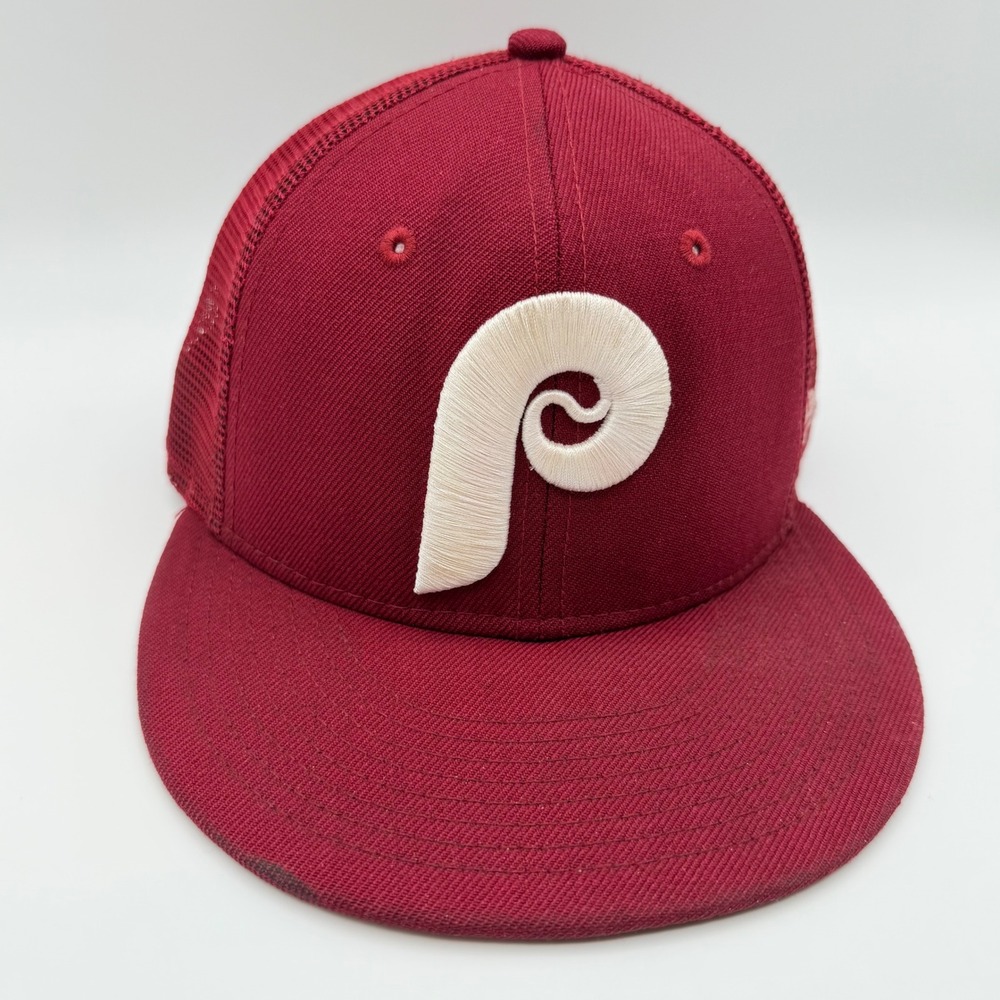 Philadelphia Phillies New Era 59FIFTY Cooperstown‎ Trucker Mesh Hat Burgundy 7